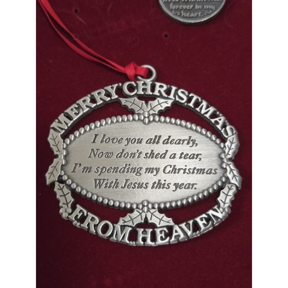 John W. Mooney Jr. MERRY CHRISTMAS FROM HEAVEN Pewter Ornament Vintage 1990 - Picture 3 of 4